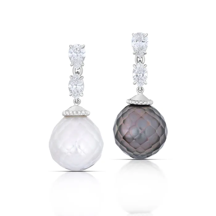062 Carat Diamond and Pearl Drop Earrings Stephen Silver Fine Jewelry Earrings 062 Carat Diamond and Pearl Drop Earrings Stephen Silver Fine Jewelry Earrings