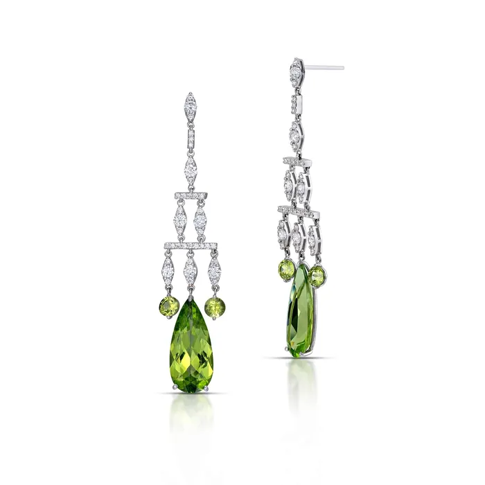 1243 Carat Peridot and Diamond Earrings Stephen Silver Fine Jewelry Earrings
