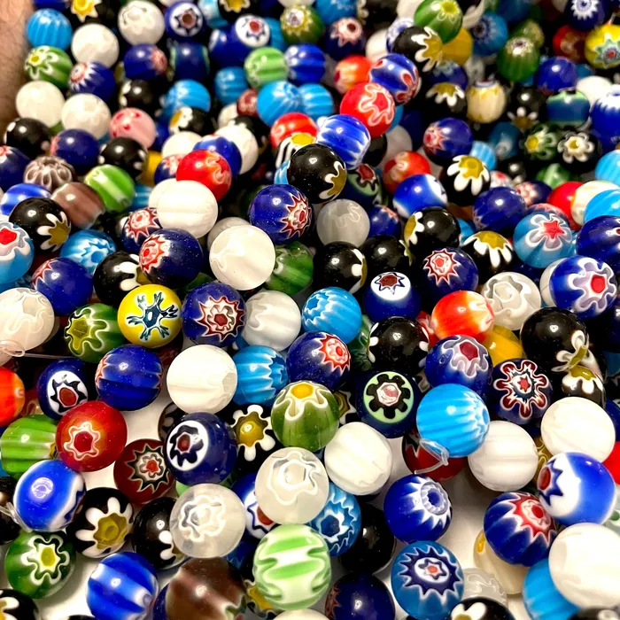12mm Murano Style Millefiori Handmade Round Beads 31 Beads per strand Peppy Beads Earrings 12mm Murano Style Millefiori Handmade Round Beads 31 Beads per strand Peppy Beads Earrings