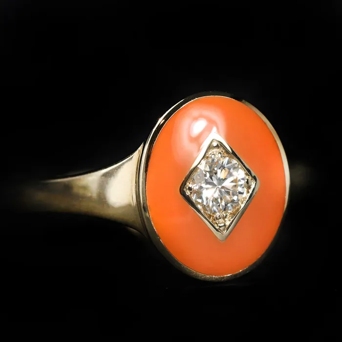 14k Yellow Gold 020 Carat Diamond and Enamel Signet Ring Immaculate Jewelry Rings 14k Yellow Gold 020 Carat Diamond and Enamel Signet Ring Immaculate Jewelry Rings