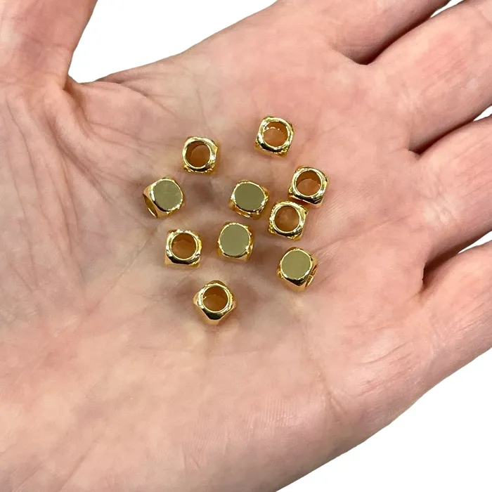 24Kt Gold Plated Brass 6mm Cube Spacers Large Hole Cube Spacers 10 pcs in a pack Peppy Beads Earrings 24Kt Gold Plated Brass 6mm Cube Spacers Large Hole Cube Spacers 10 pcs in a pack Peppy Beads Earrings