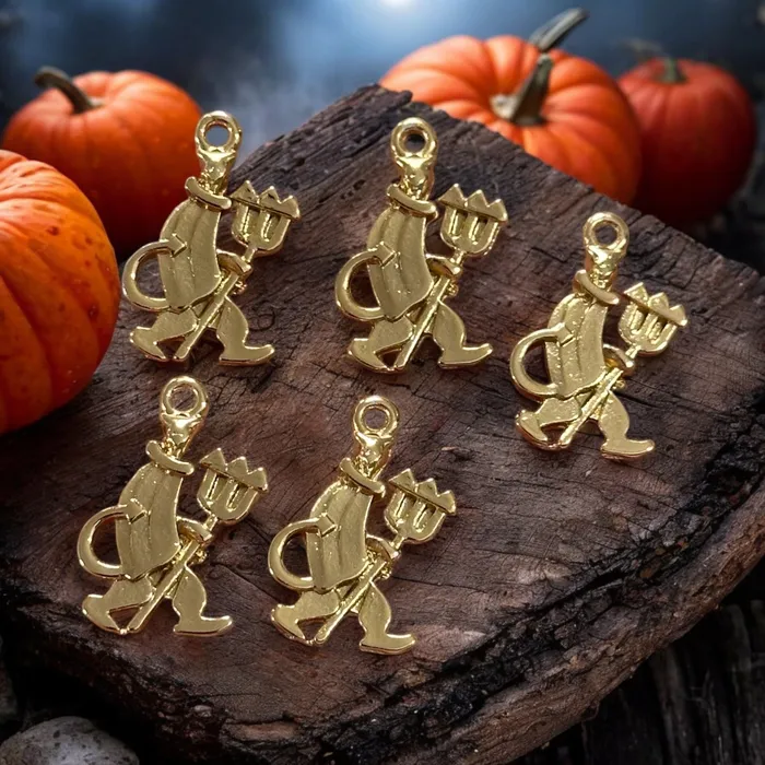 24Kt Gold Plated Devil With Pitchfork Charms Halloween Collection 5 pcs in a pack Peppy Beads Earrings 24Kt Gold Plated Devil With Pitchfork Charms Halloween Collection 5 pcs in a pack Peppy Beads Earrings