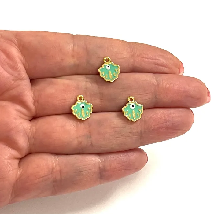 24Kt Gold Plated Enamelled Oyster Charms 3 pcs in a pack Peppy Beads Earrings