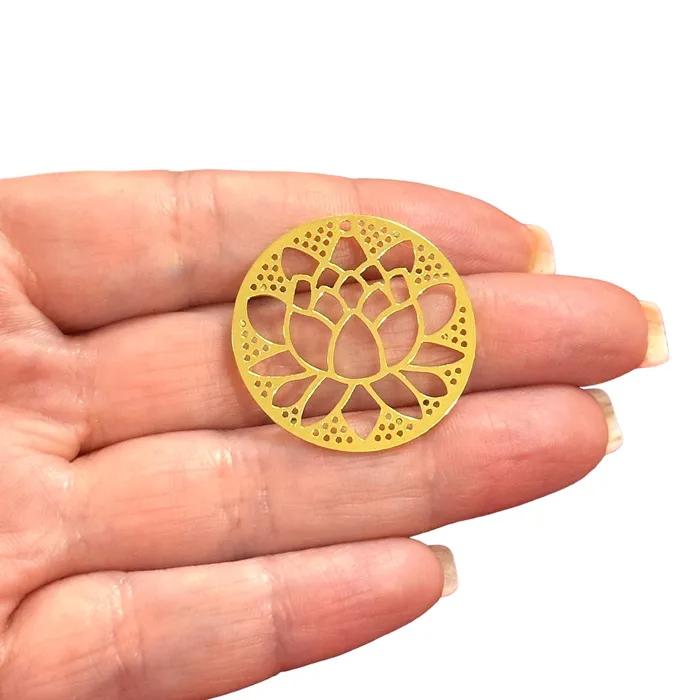24Kt Gold Plated Lotus Charm Laser Cut Lotus Charm Peppy Beads Charm Necklaces 24Kt Gold Plated Lotus Charm Laser Cut Lotus Charm Peppy Beads Charm Necklaces