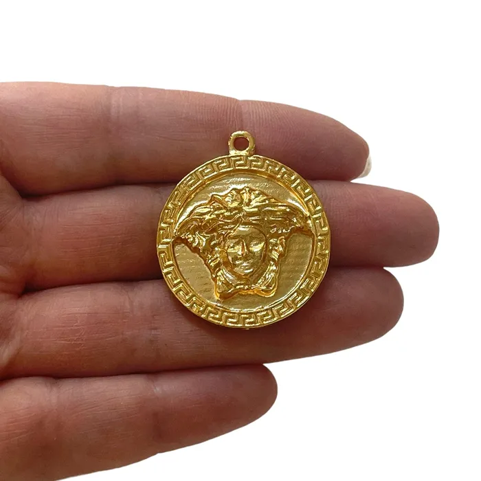 24Kt Gold Plated Medusa Pendant Ancient Greek Mythology Medusa Head Pendant Peppy Beads Necklaces 24Kt Gold Plated Medusa Pendant Ancient Greek Mythology Medusa Head Pendant Peppy Beads Necklaces