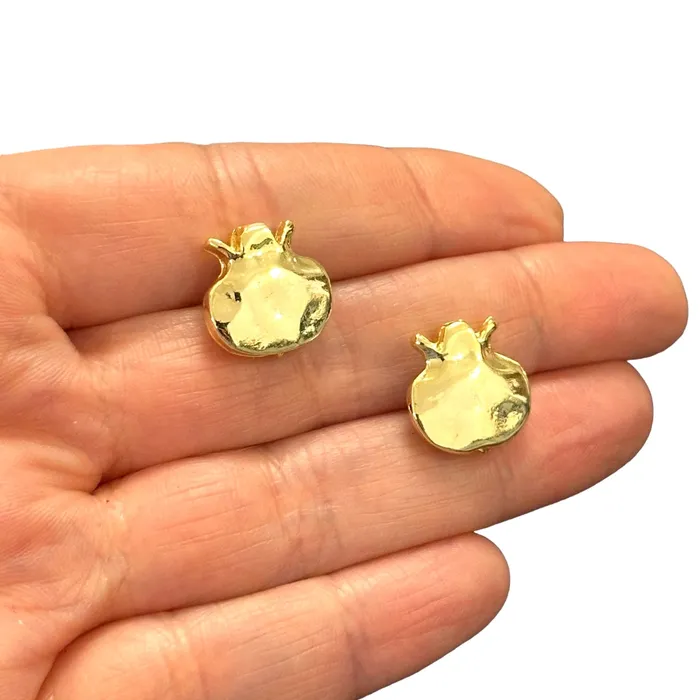 24Kt Gold Plated Pomegranate Charms 2 pcs in a pack Peppy Beads Earrings