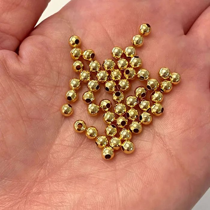 24Kt Shiny Gold Plated 4mm Spacer Balls 100 pieces in a pack Peppy Beads Earrings 24Kt Shiny Gold Plated 4mm Spacer Balls 100 pieces in a pack Peppy Beads Earrings