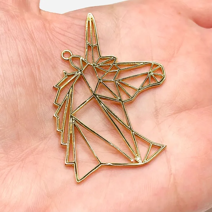 24Kt Shiny Gold Plated Brass Origami Unicorn Pendant Unicorn Necklace Charms Peppy Beads Necklaces 24Kt Shiny Gold Plated Brass Origami Unicorn Pendant Unicorn Necklace Charms Peppy Beads Necklaces
