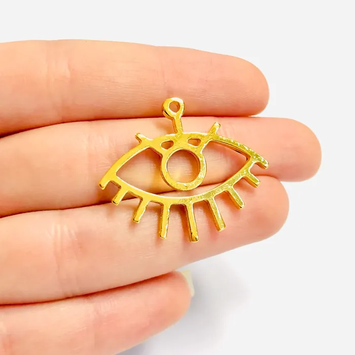24Kt Shiny Gold Plated Orange Enamelled Eye Charm Peppy Beads Earrings