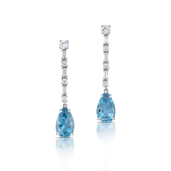 495 Carat Aquamarine and Diamond Earrings Stephen Silver Fine Jewelry Earrings 495 Carat Aquamarine and Diamond Earrings Stephen Silver Fine Jewelry Earrings