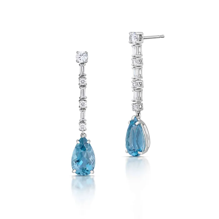 495 Carat Aquamarine and Diamond Earrings Stephen Silver Fine Jewelry Earrings