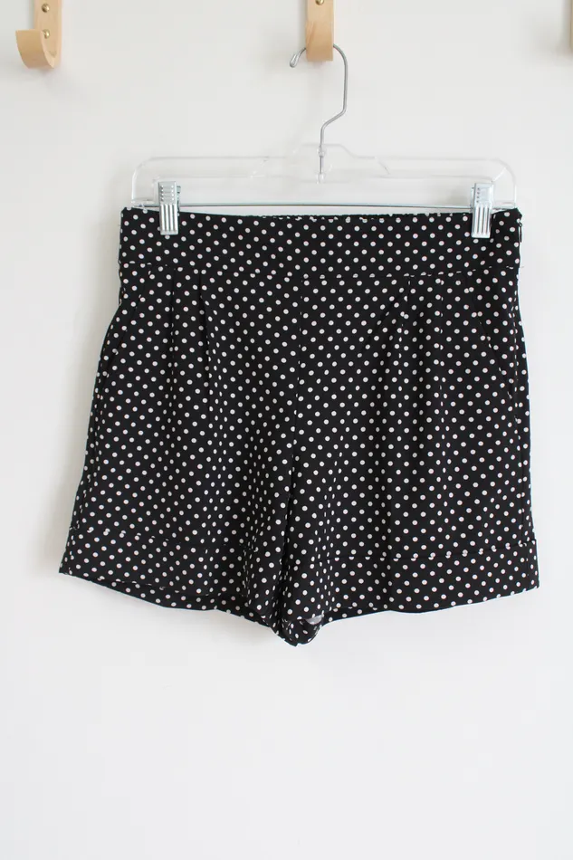 7th Avenue New York Co Black White Polka Dotted Chiffon Shorts 6 New York Company Rings