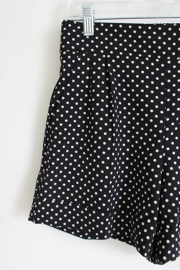 7th Avenue New York Co Black White Polka Dotted Chiffon Shorts 6 New York Company Rings