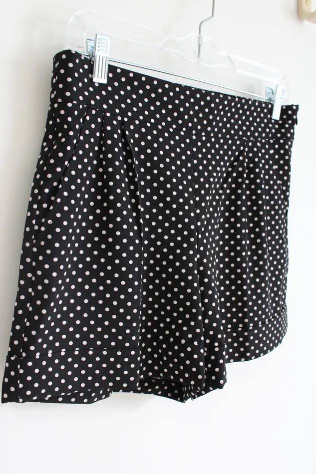 7th Avenue New York Co Black White Polka Dotted Chiffon Shorts 6 New York Company Rings
