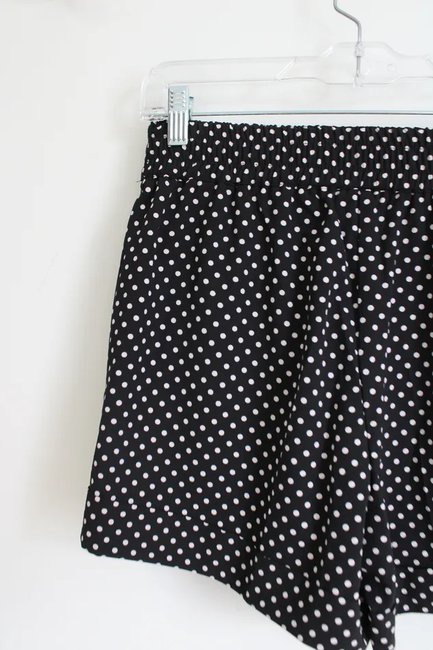 7th Avenue New York Co Black White Polka Dotted Chiffon Shorts 6 New York Company Rings