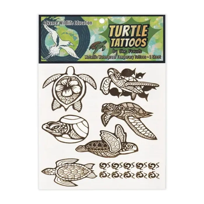 ADVANCEWILDLIFE PreStyled Sets Turtle Temporary Tattoos Gold Metallic