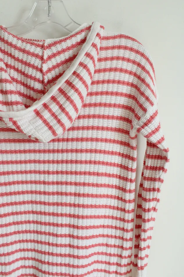 Aerie Rings Aerie Coral White Knit Sweater Hoodie S