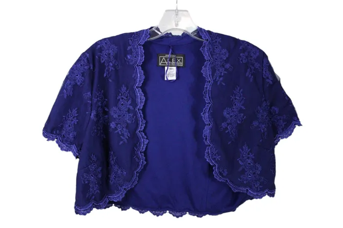 Alex Evenings Rings Alex Evenings Cobalt Blue Lace Cardigan 14 Petite
