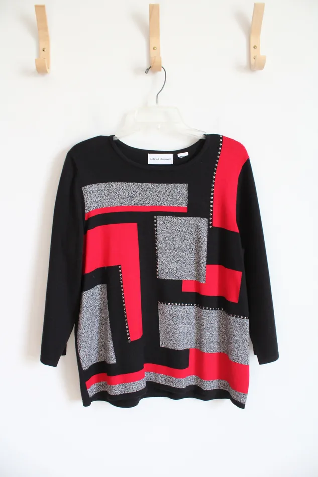 Alfred Dunner Rings Alfred Dunner Red Black Gray Color Blocked Sweater L