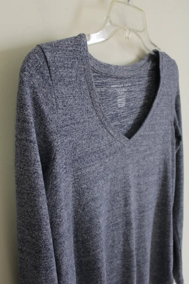 American Eagle Soft Sexy Plush Blue Heathered Top XS American Eagle Rings