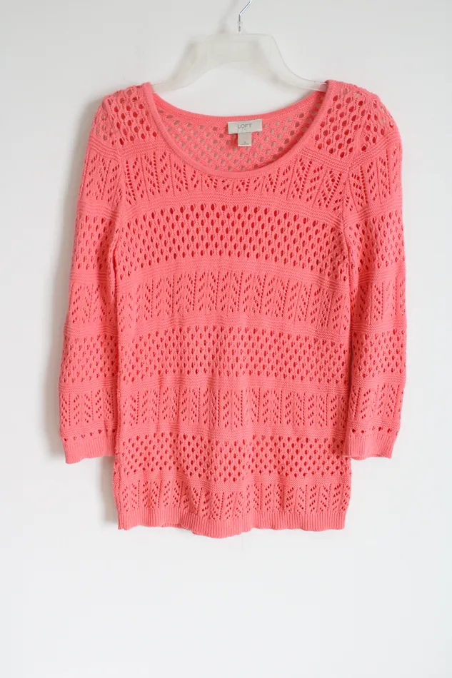 Ann Taylor LOFT Earrings LFOT Pink Knit Sweater S