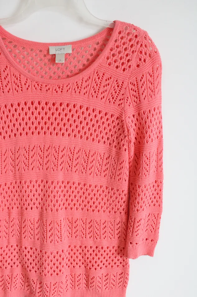 Ann Taylor LOFT Earrings LFOT Pink Knit Sweater S