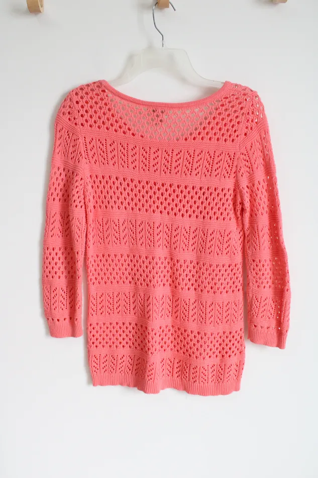 Ann Taylor LOFT Earrings LFOT Pink Knit Sweater S
