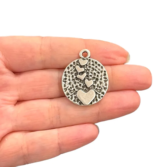 Antique Silver Plated Hearts Pendant Peppy Beads Necklaces