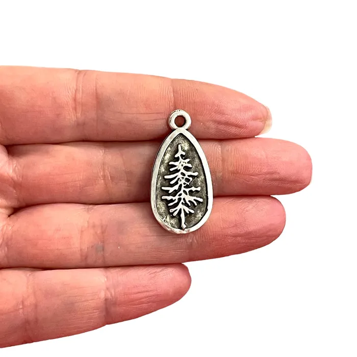 Antique Silver Plated Pine Tree Charms Silver Pine Tree Charms 2 pcs in a pack Peppy Beads Necklaces Antique Silver Plated Pine Tree Charms Silver Pine Tree Charms 2 pcs in a pack Peppy Beads Necklaces