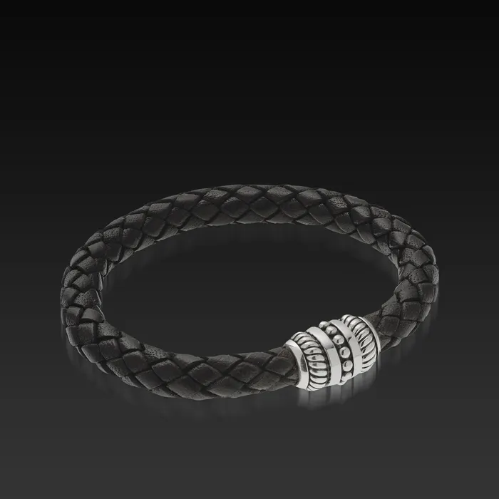 Apollo Mens Black Leather Bracelet John Atencio Bracelets