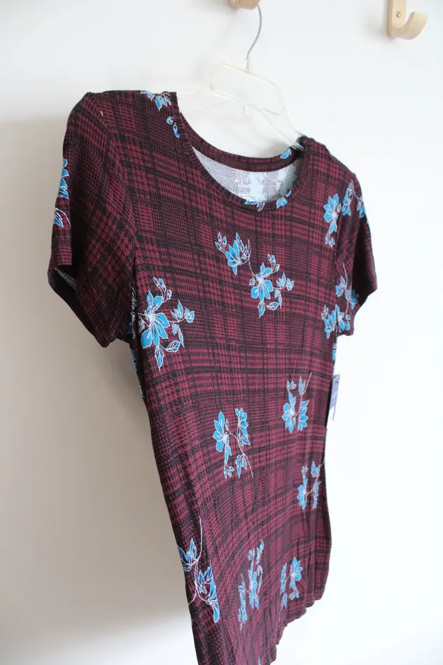 APT9 NEW Apt 9 Maroon Blue Floral Top S Rings
