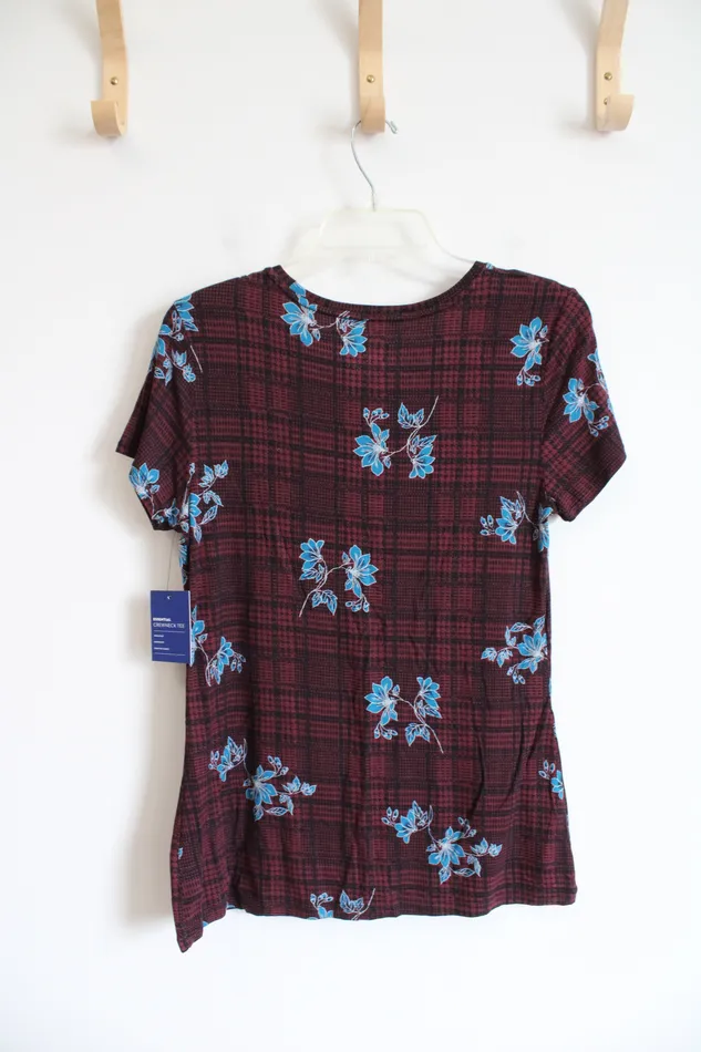 APT9 NEW Apt 9 Maroon Blue Floral Top S Rings