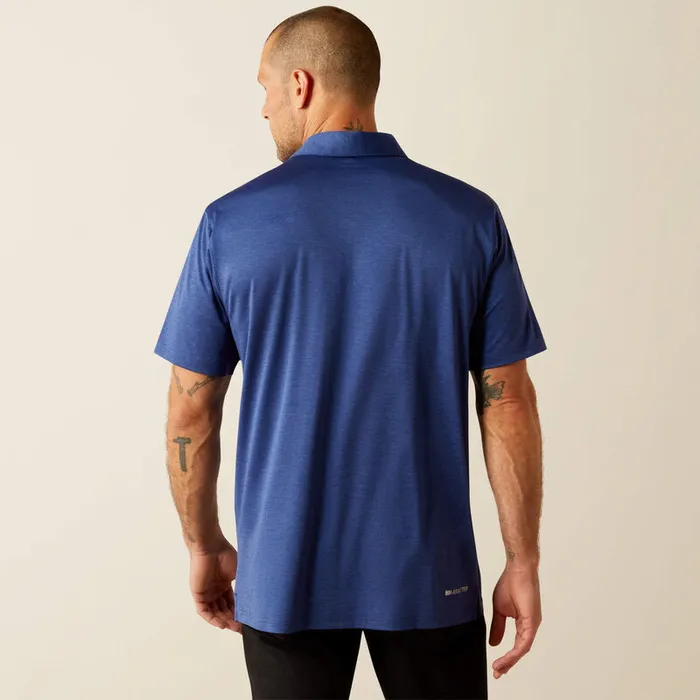 ARIAT MENS CLOTHING ARIAT MENS CHARGER 20 FITTED POLO BLUE DEPTHS Rings