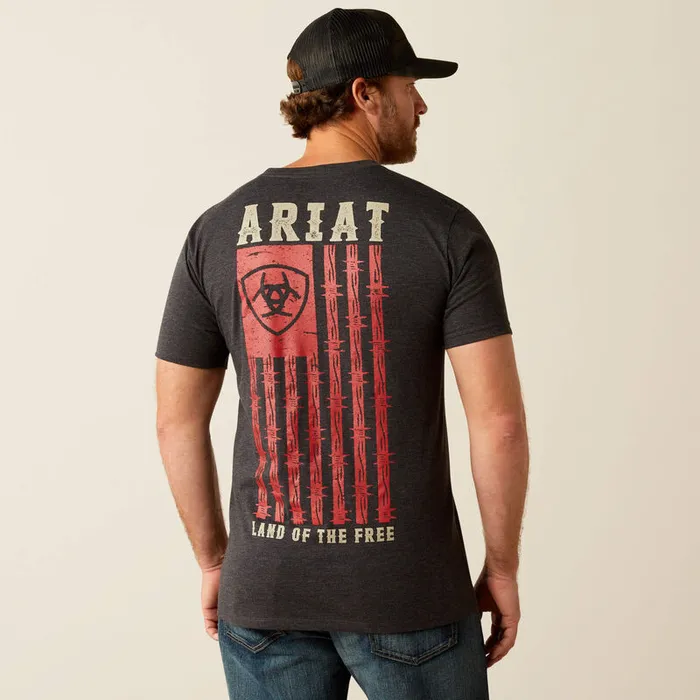 ARIAT MENS CLOTHING Earrings ARIAT MENS BARBED FLAG TSHIRT CHARCOAL HEATHER ARIAT MENS CLOTHING Earrings ARIAT MENS BARBED FLAG TSHIRT CHARCOAL HEATHER