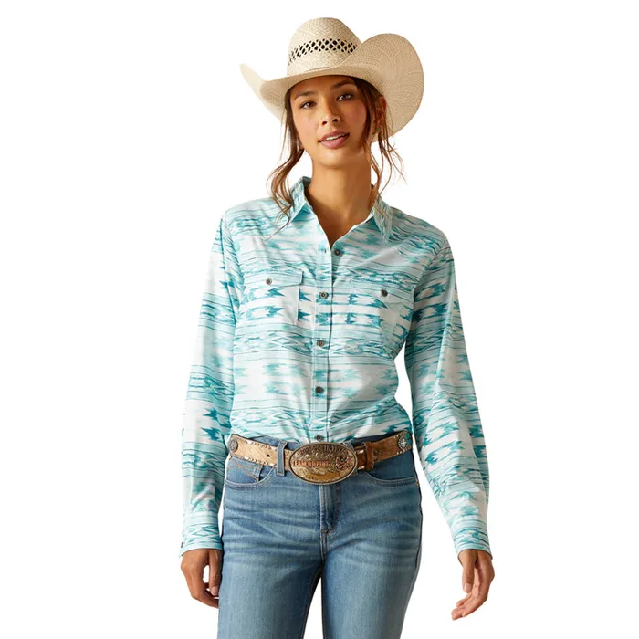 ARIAT WOMENS VENTEK STRETCH LONG SLEEVE SHIRT NORA PRINT ARIAT CLOTHING Earrings