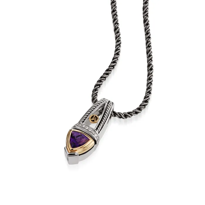 Arrivo Trillion Pendant Necklace with Pave Diamonds John Atencio Necklaces
