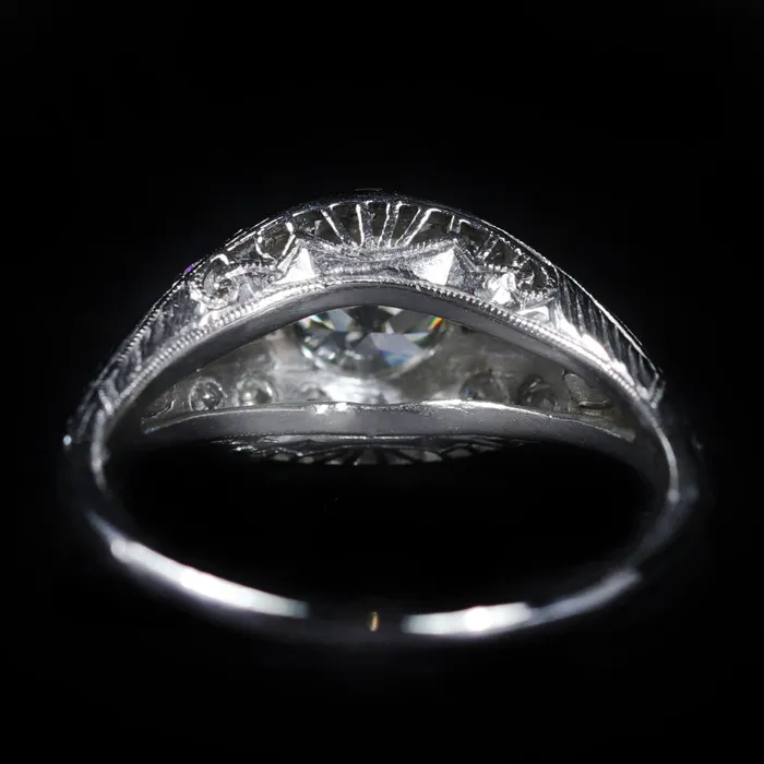 Art Deco Platinum 106 Carat Old European Cut Diamond Engagement Ring Carl Blackburn Fine Jewelry Rings
