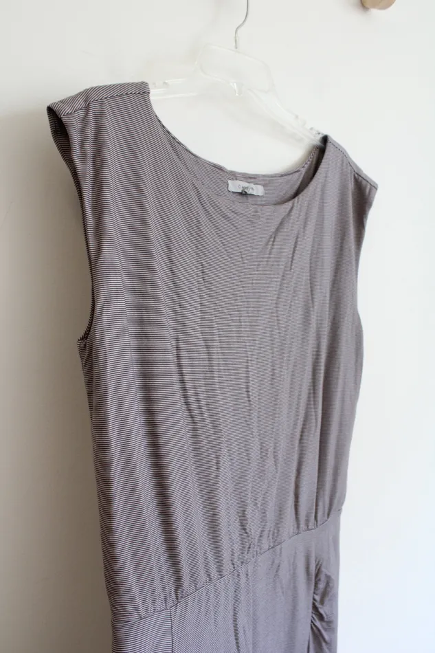 Athleta Brown Gray Striped Knit Dress L Athleta Earrings