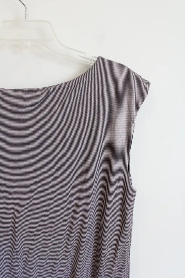 Athleta Brown Gray Striped Knit Dress L Athleta Earrings