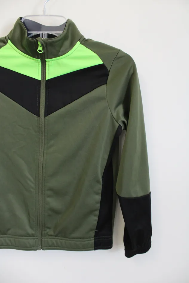 Athletic Works Rings Athletic Works Green Black Fleece Lined Jacket Youth L 1012