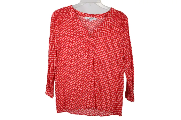 Ava Christine Earrings Ava Christine Red Patterned Blouse S