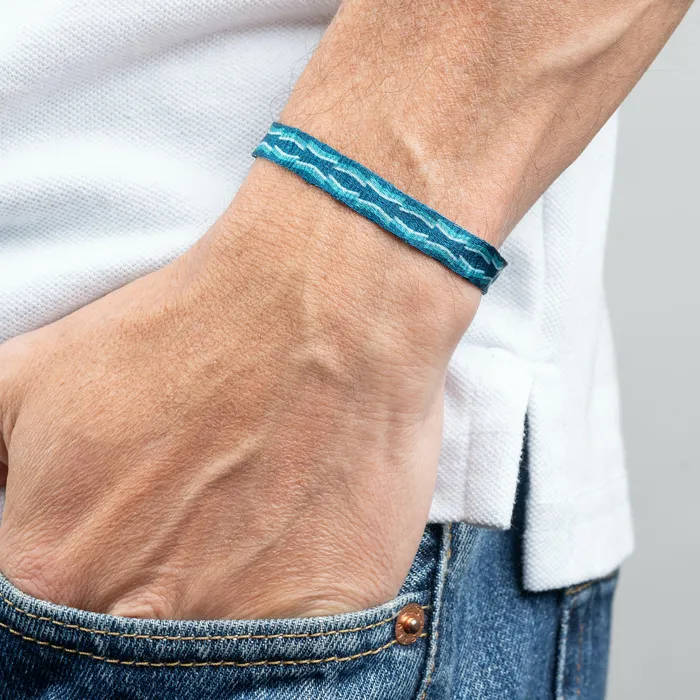 Azua Bracelets Mens Egyptian Loom Bracelet Wide Ocean Blue Azua Bracelets Mens Egyptian Loom Bracelet Wide Ocean Blue