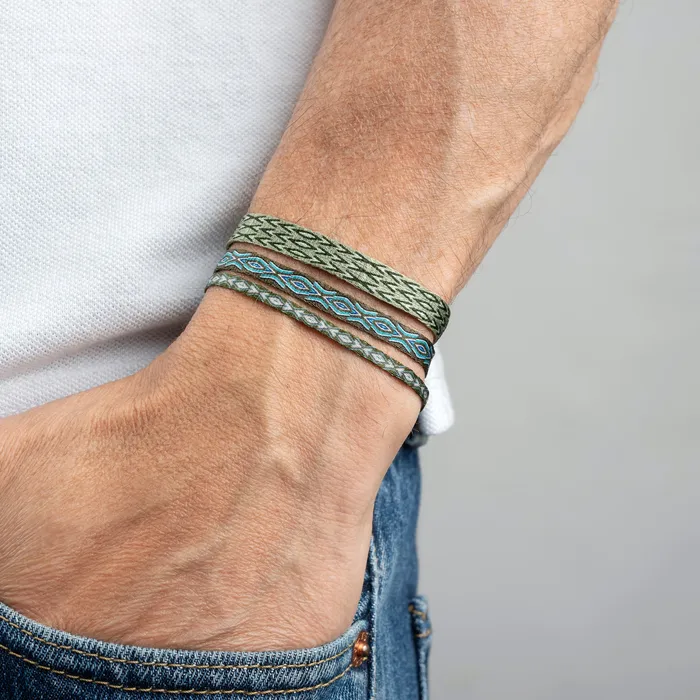 Azua Mens Egyptian Loom Bracelet Wide Army Green Bracelets Azua Mens Egyptian Loom Bracelet Wide Army Green Bracelets