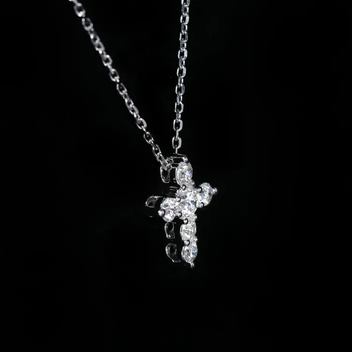 BR Designs Necklaces 14K White Gold 050 CTW Diamond Cross Necklace