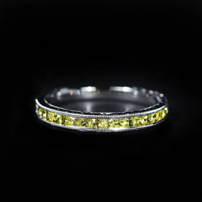 BR Designs Rings 14K White Gold 065 CTW Yellow Sapphire Band