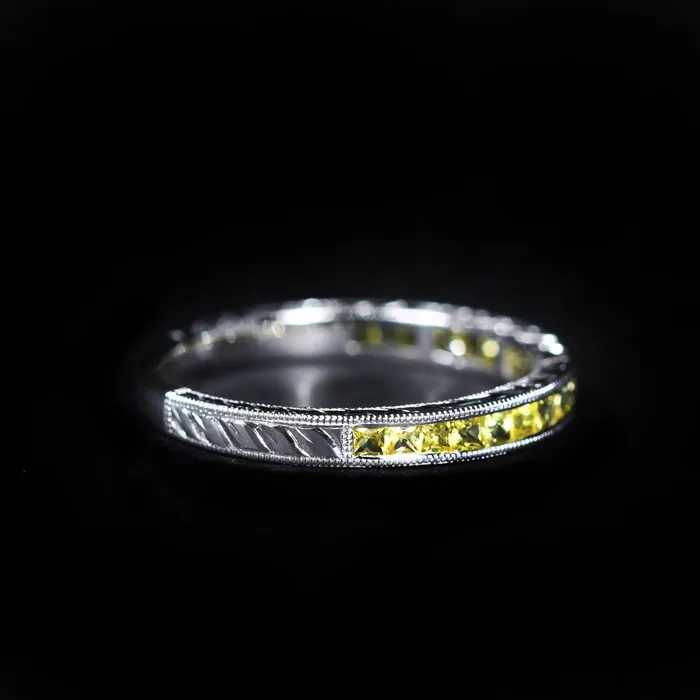 BR Designs Rings 14K White Gold 065 CTW Yellow Sapphire Band