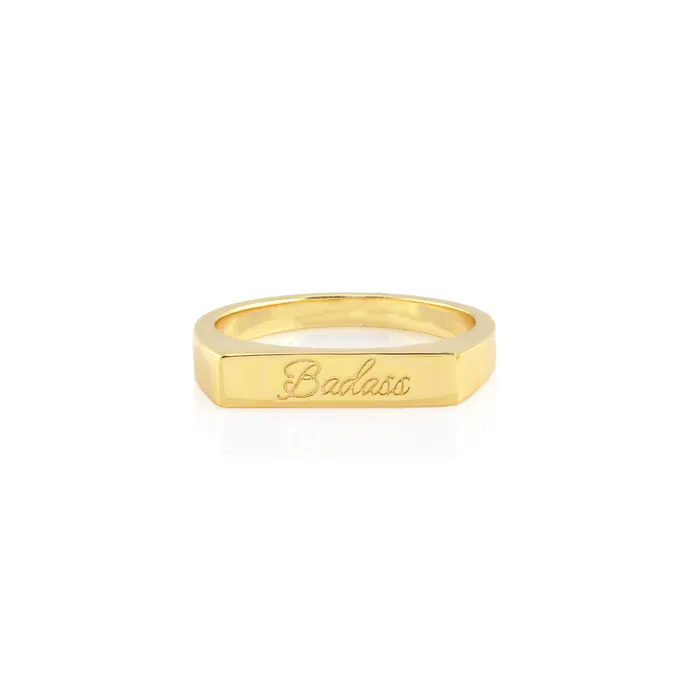 Badass Script Engraved Ring kris nations Rings