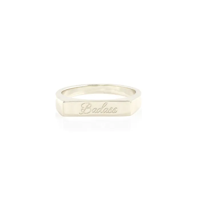 Badass Script Engraved Ring kris nations Rings