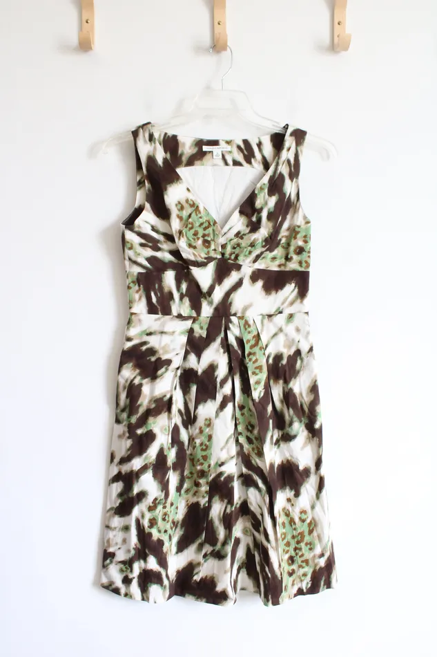 Banana Republic Brown Green Tan Patterned Dress 4 Banana Republic Earrings