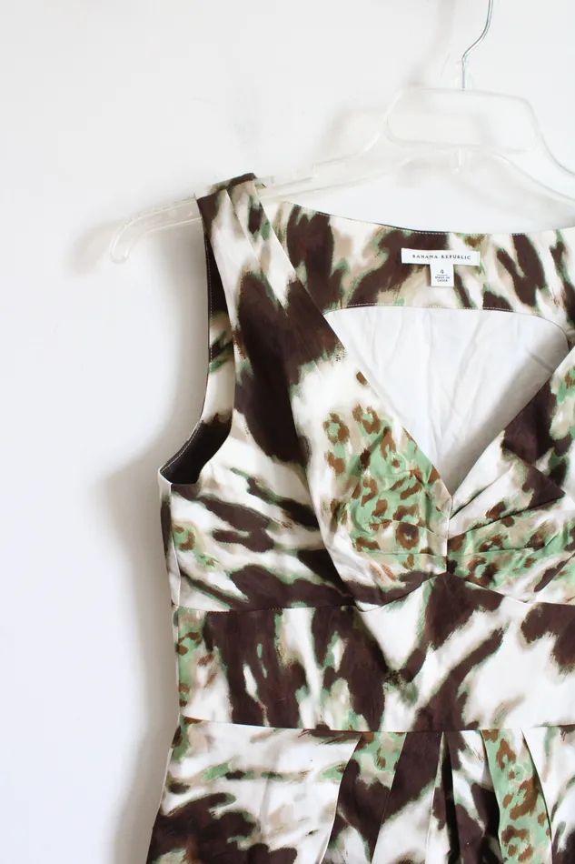 Banana Republic Brown Green Tan Patterned Dress 4 Banana Republic Earrings